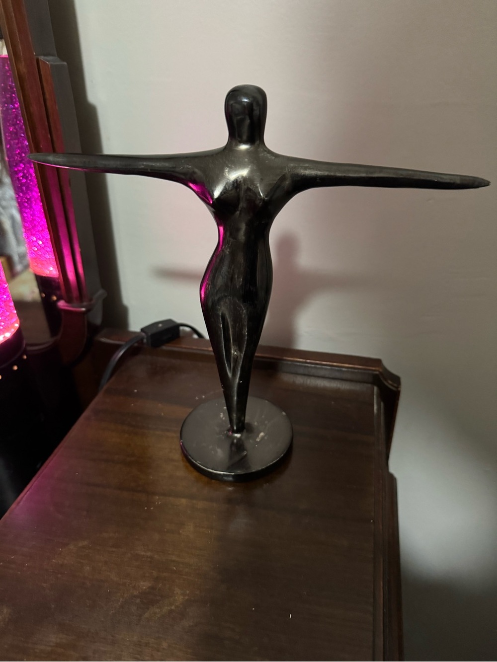Modern Abstract Standing Figure Sculpture - Black